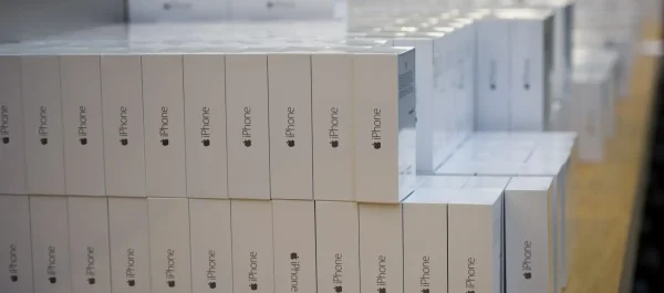 iPhones - stack of boxes